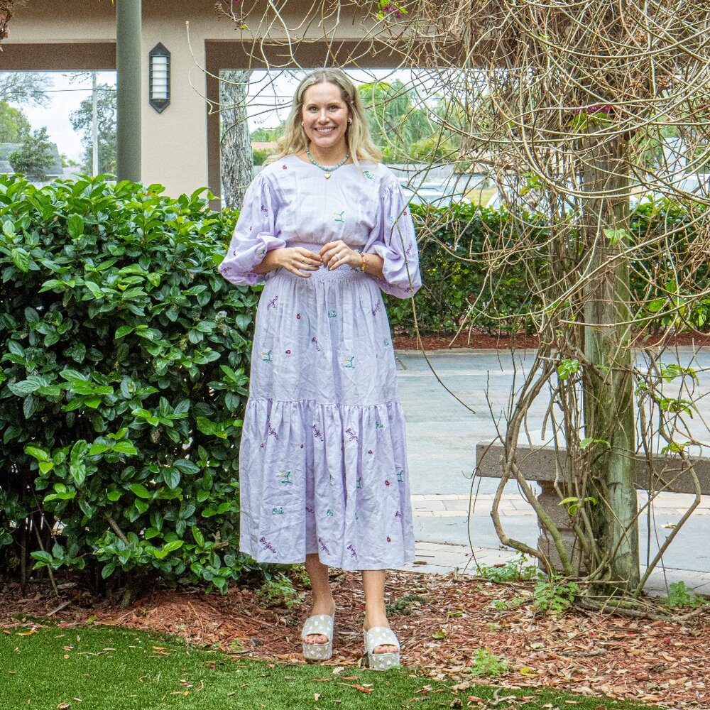 NWT Fanm Mon V Sandras Purple Linen Maxi Dress in Women’s Small